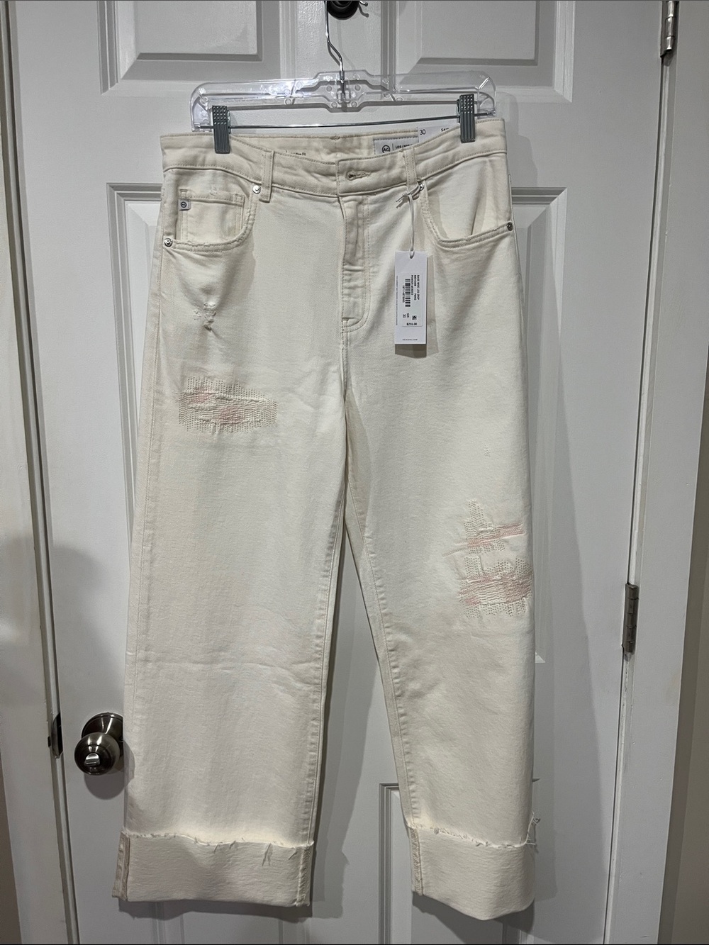 AG Saige Wide Leg Distressed Jeans 30 nwt